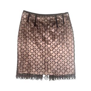 BCBG MAXAZRIA Delicate Circle Pattern Sheer Silk Overlay Pencil Skirt size 10